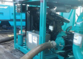 Equipment setup at offshore facility for pipeline services